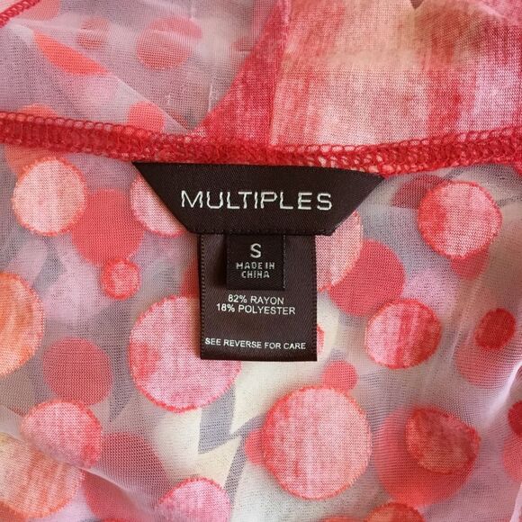 Sheer coverup with bright yellow red and orange circles coral pattern unique Sml - Picture 6 of 7